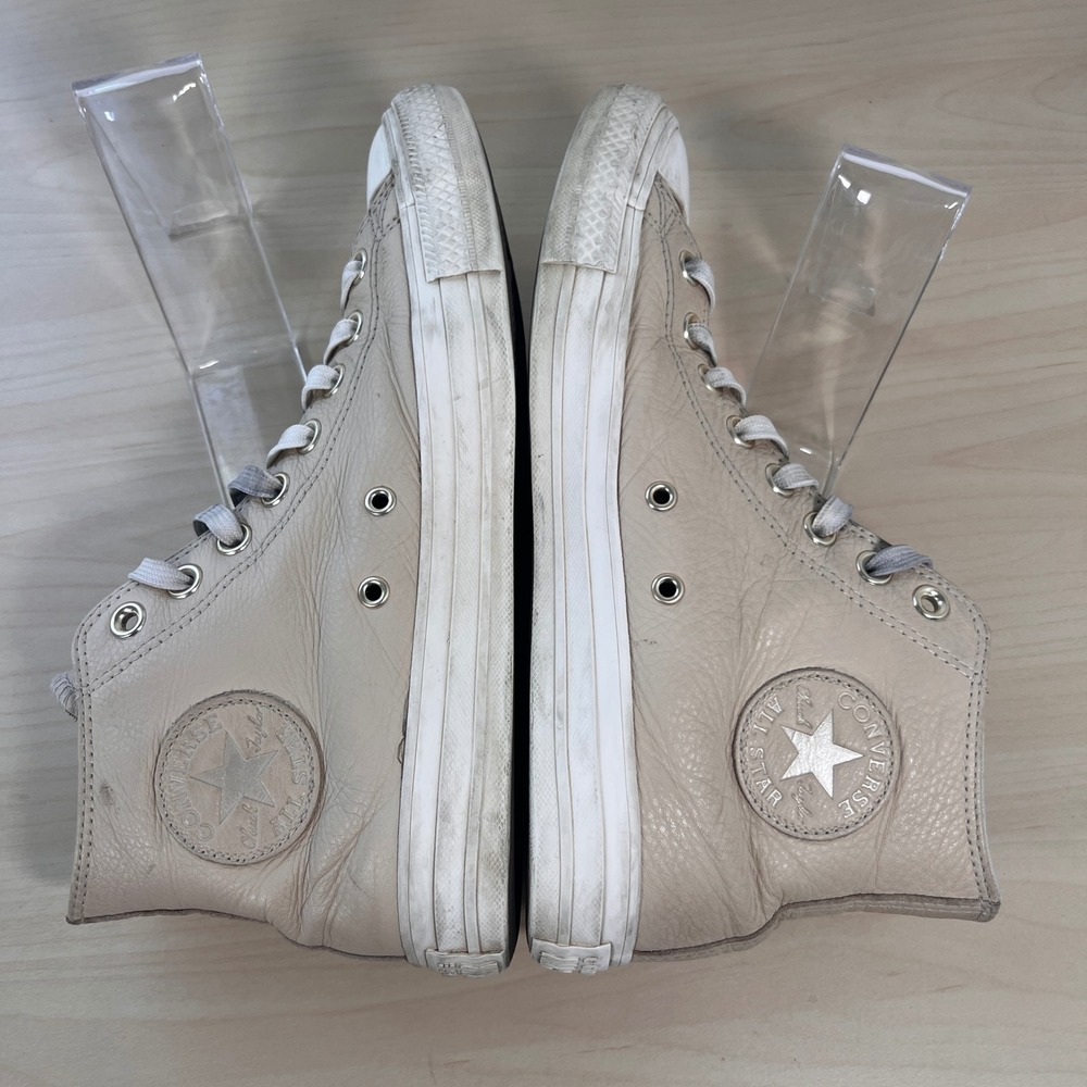 Converse Chuck Taylor All Star Women 9.5 Beige Leather High Top A03734C - Picture 3 of 10